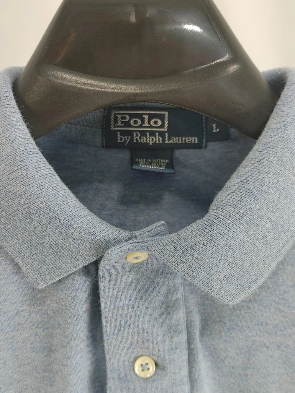 Polo Ralph Lauren Shirt Mens Large Blue Short Sleeve Knit Polo Pink Pony W/flaw